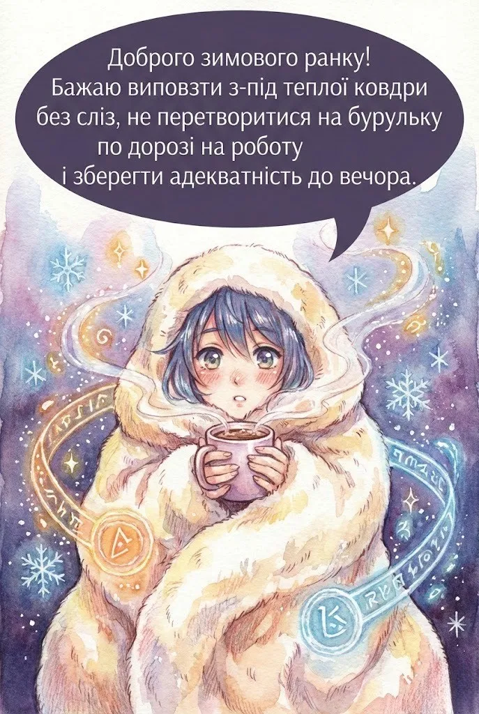 Доброго зимового ранку: душевні побажання, затишні картинки та привітання для гарного настрою