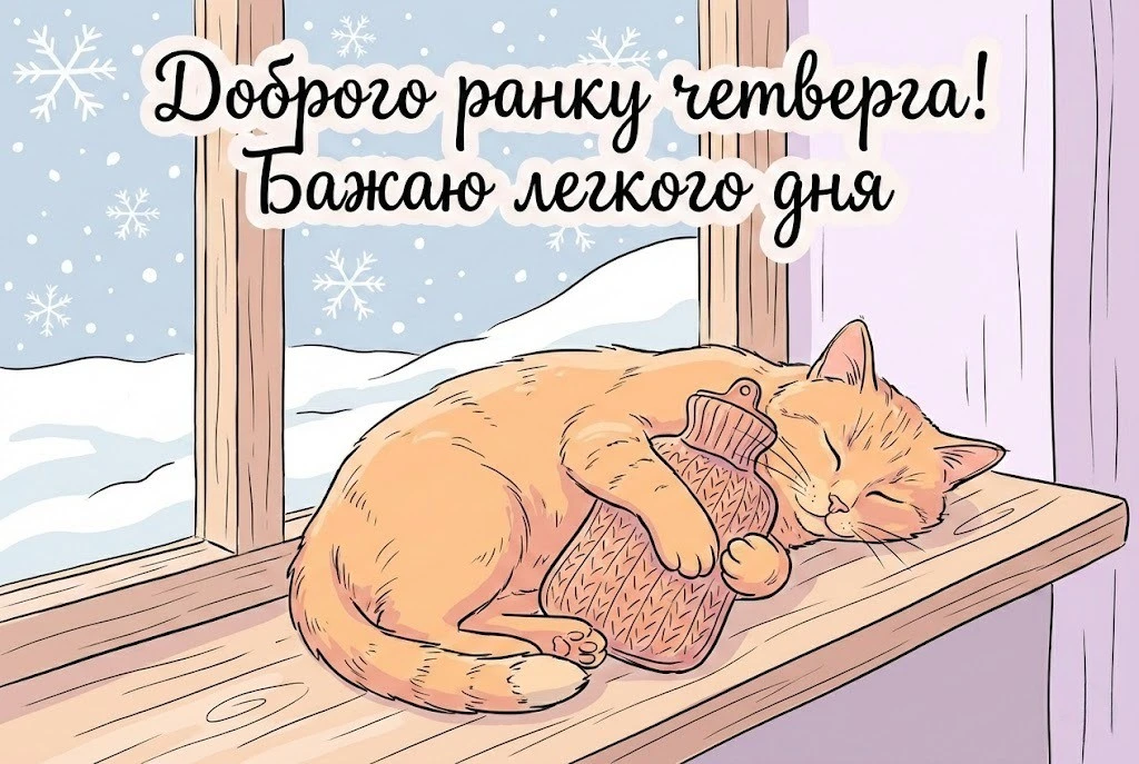 Доброго ранку четверга: зима, затишні листівки та найтепліші побажання для гарного настрою