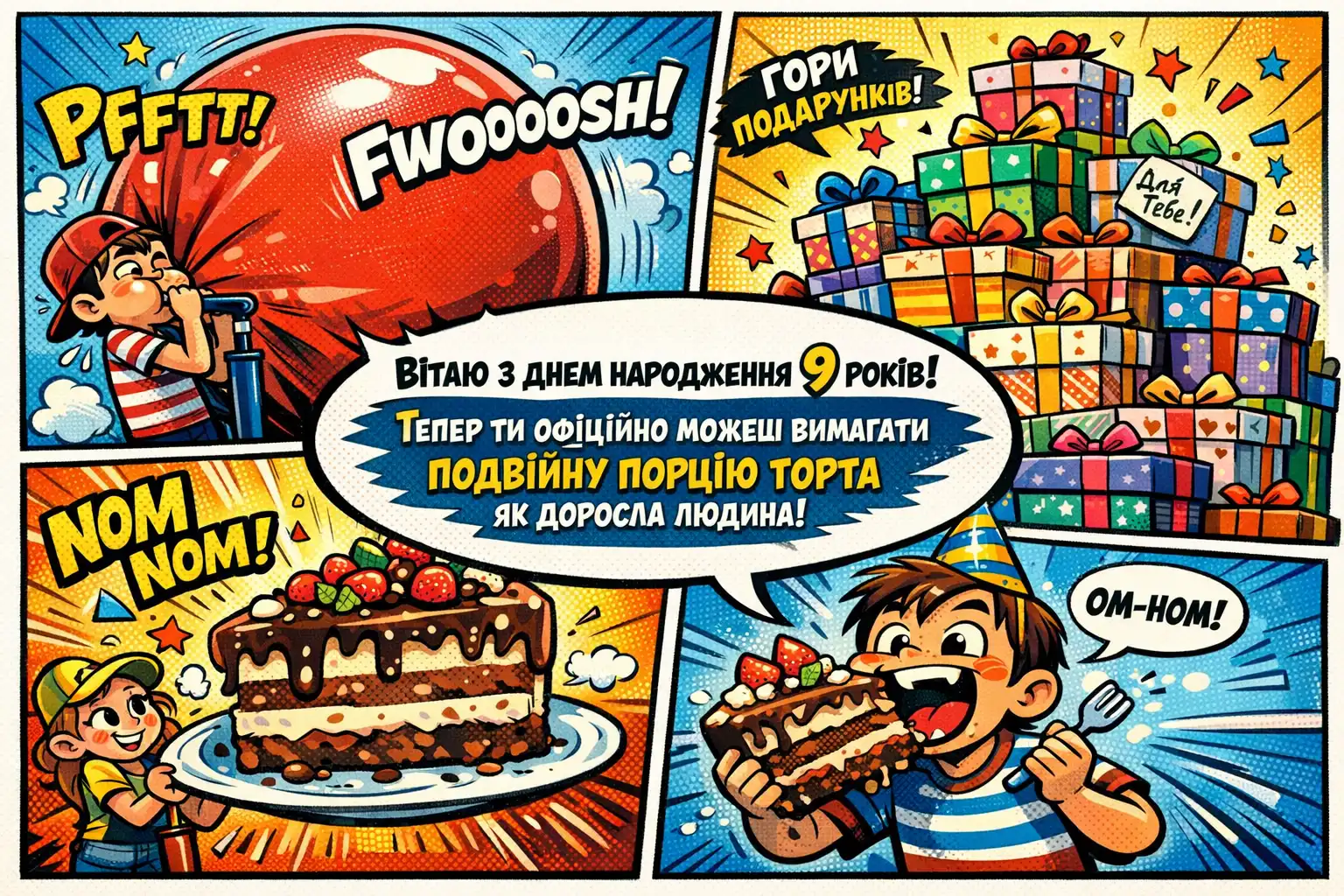 З днем народження, 9 років! Короткі, смішні та душевні привітання