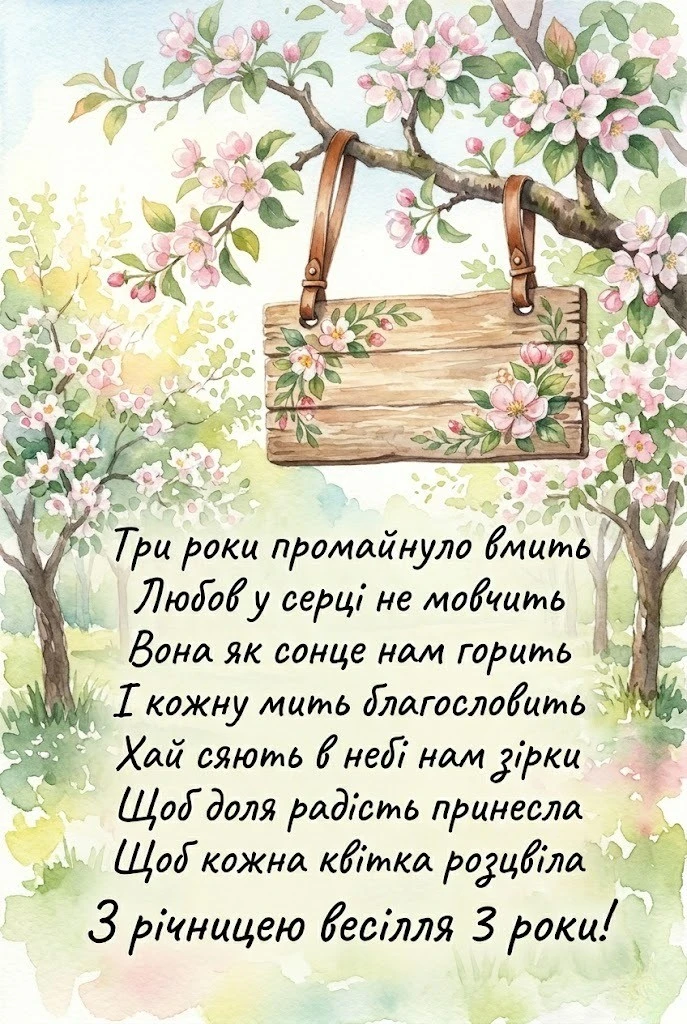 З річницею весілля 3 роки: найкращі привітання та щирі побажання