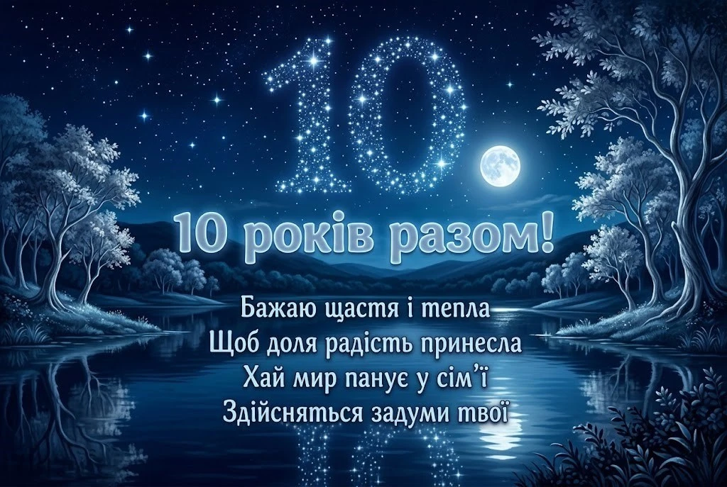 Ювілей 10 років весілля: привітання, що торкаються самого серця