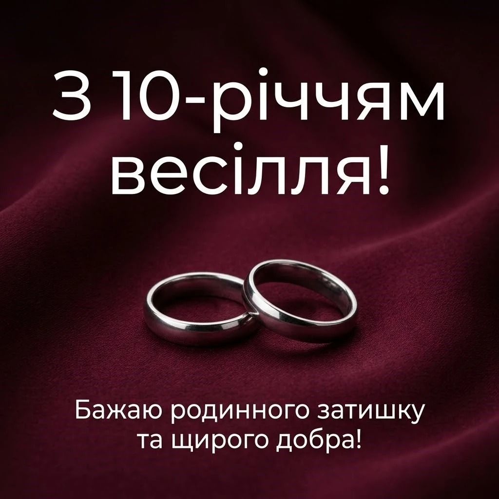 Ювілей 10 років весілля: привітання, що торкаються самого серця