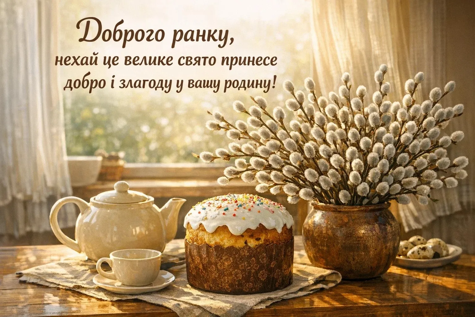 Доброго ранку: святкові картинки та щирі вітання з Великоднем
