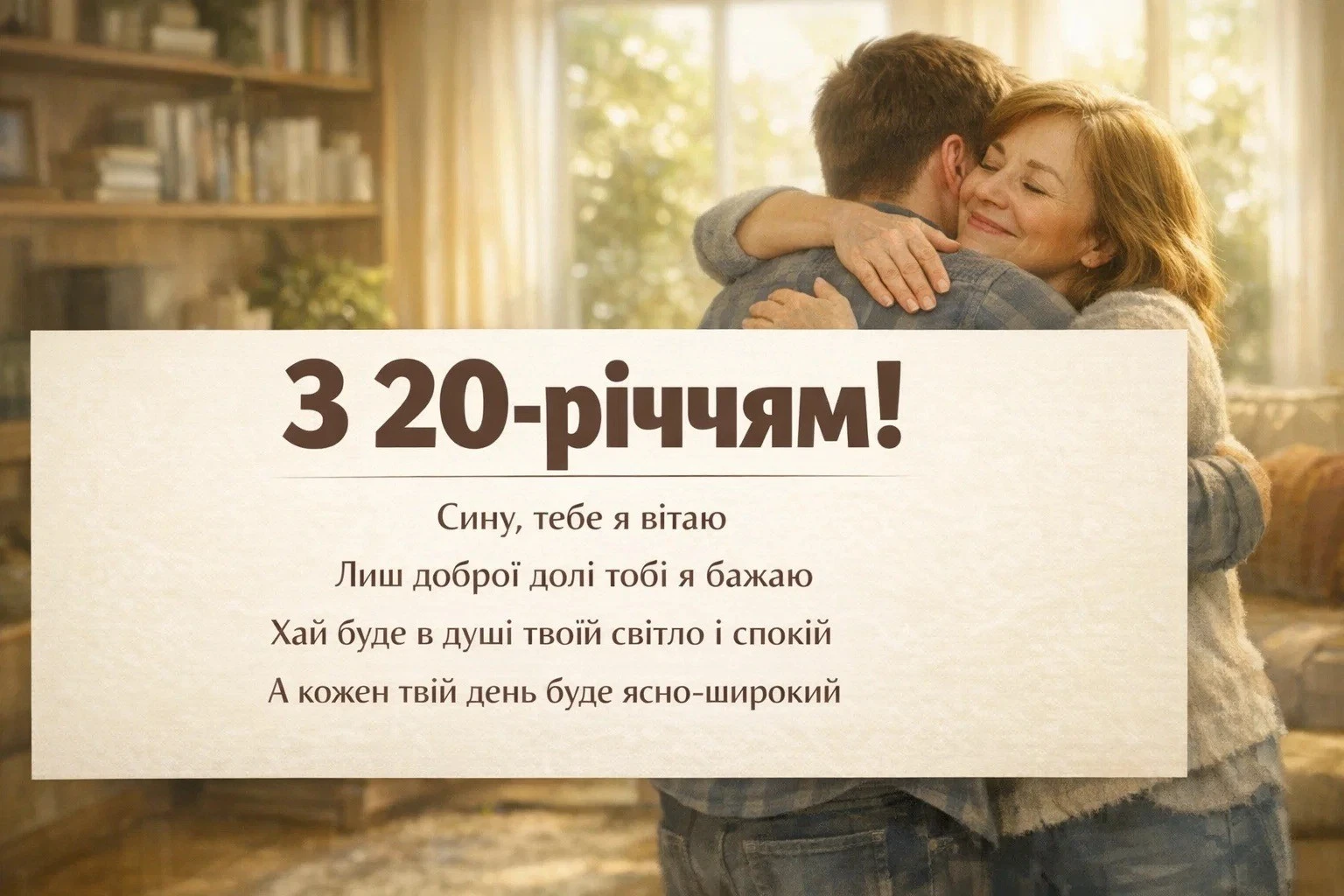 Привітання сину на 20 років: щирі материнські слова про мудрість та успіх