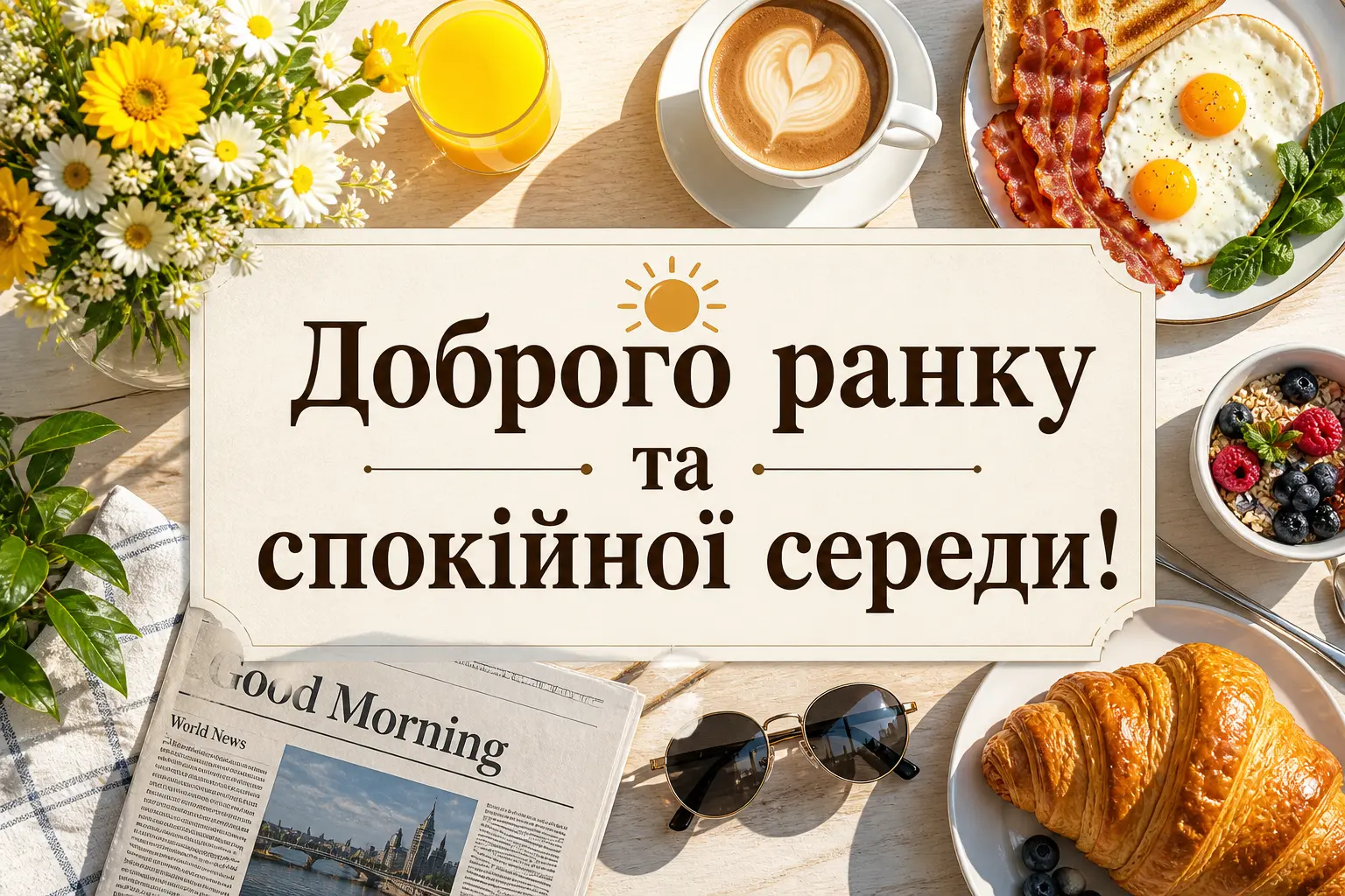 Доброго ранку та спокійного дня середи: сучасні українські картинки для душевного настрою