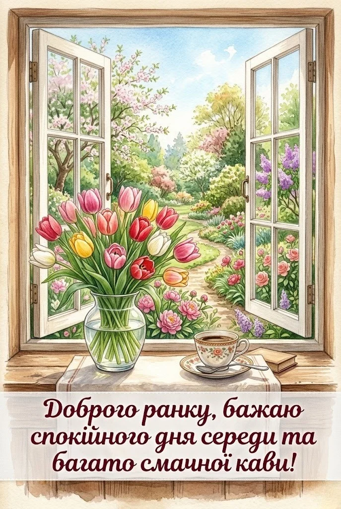 Доброго ранку та спокійного дня середи: сучасні українські картинки для душевного настрою
