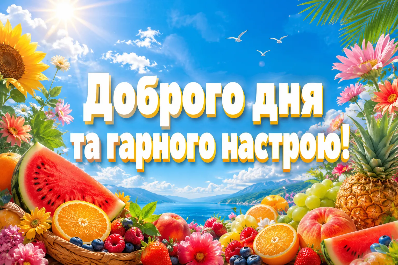 Доброго дня, бажаю гарного настрою: найкращі українські картинки та листівки для душі