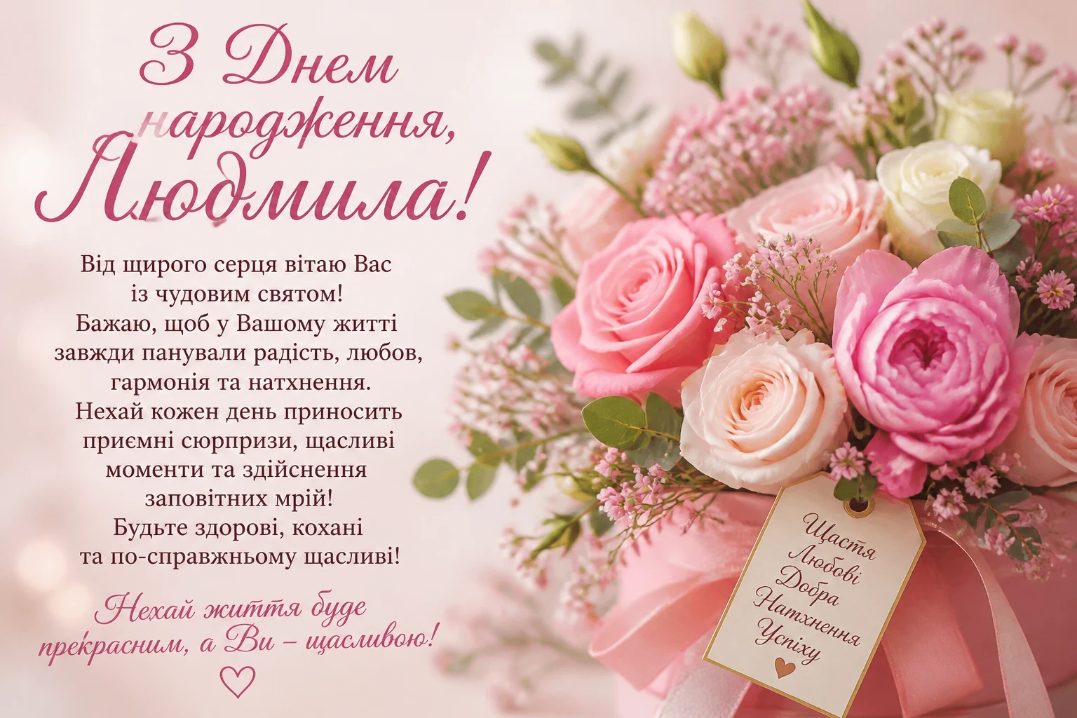 Привітання з днем народження для Людмили