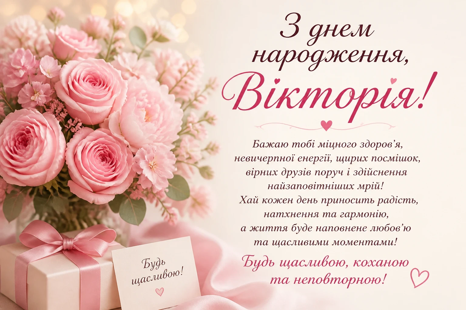 Привітання з днем народження для Вікторії