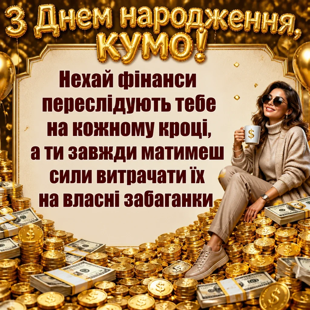 привітання кумі з днем народження своїми словами