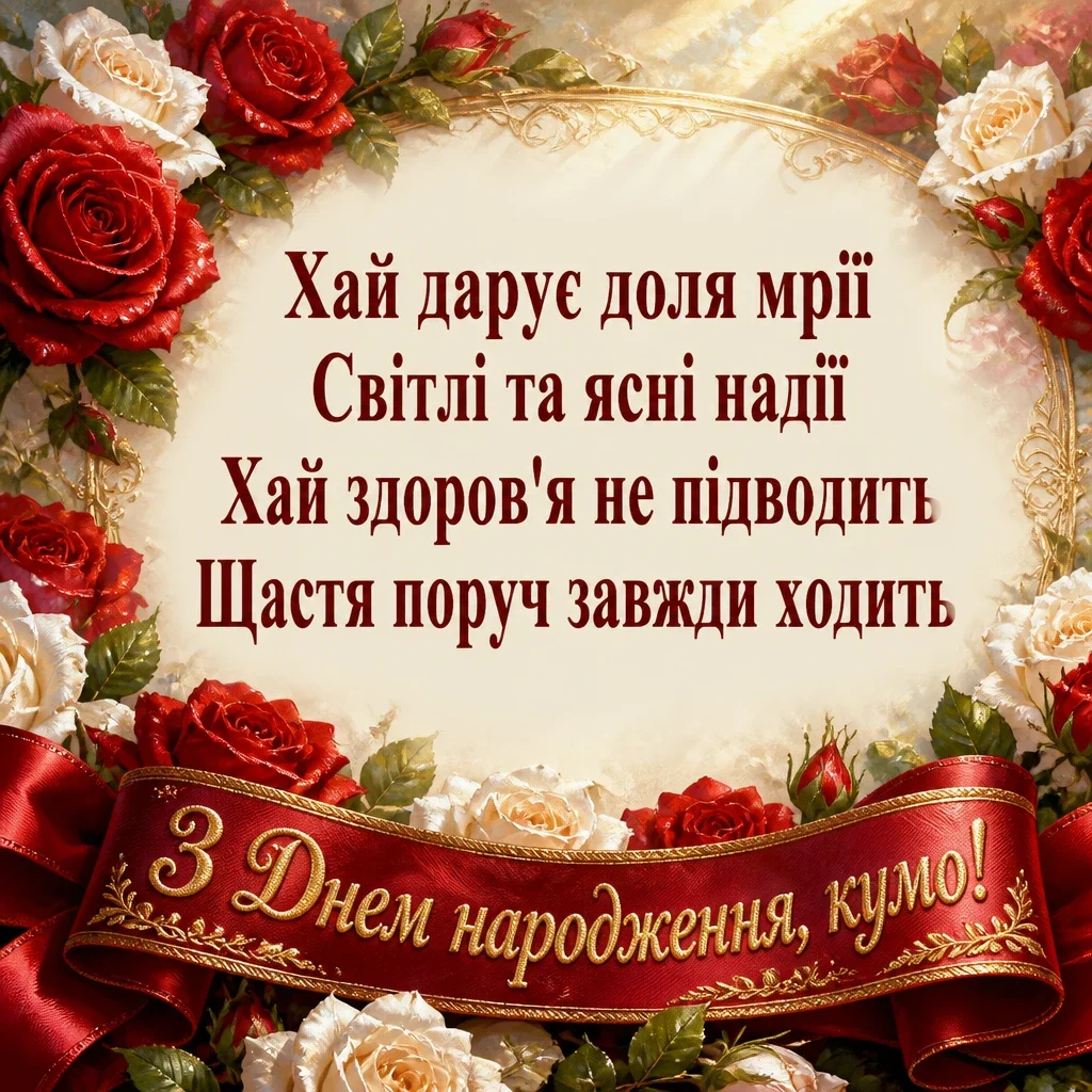 привітання кумі з днем народження своїми словами