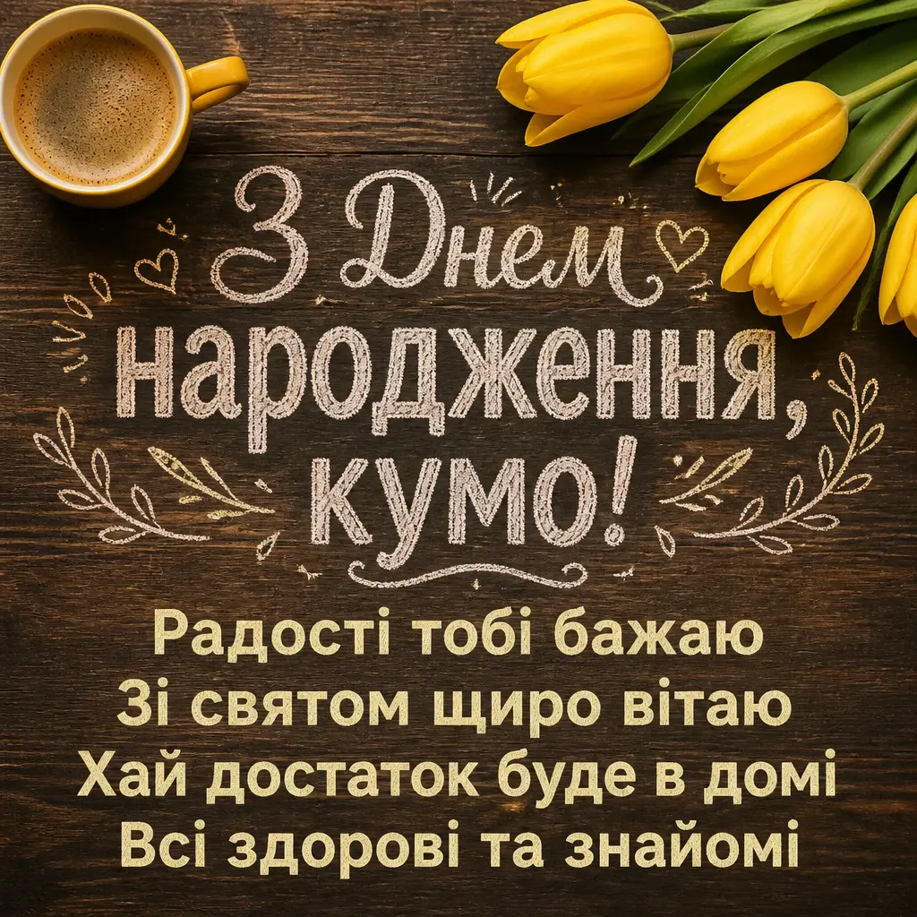привітання кумі з днем народження своїми словами