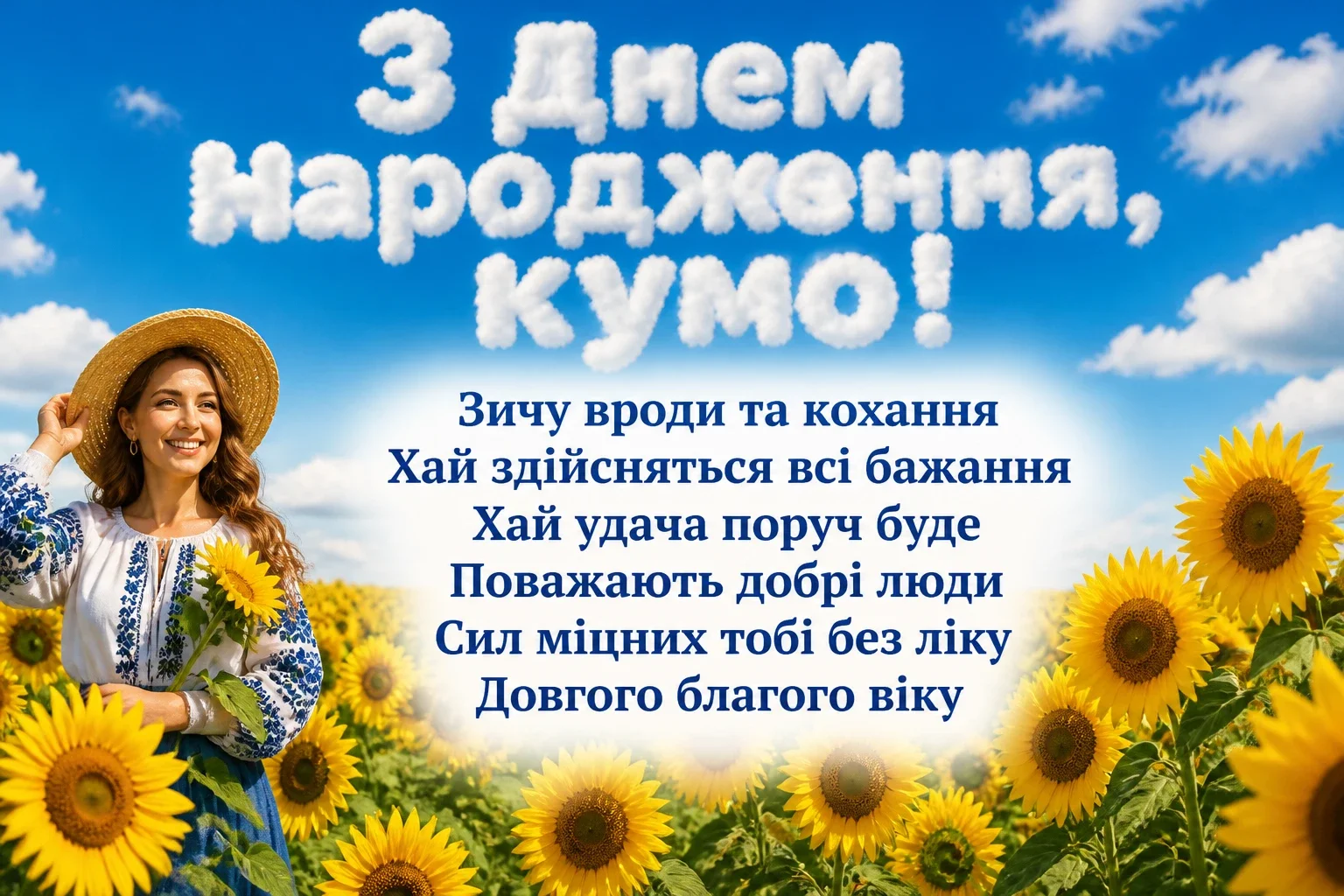 привітання кумі з днем народження своїми словами