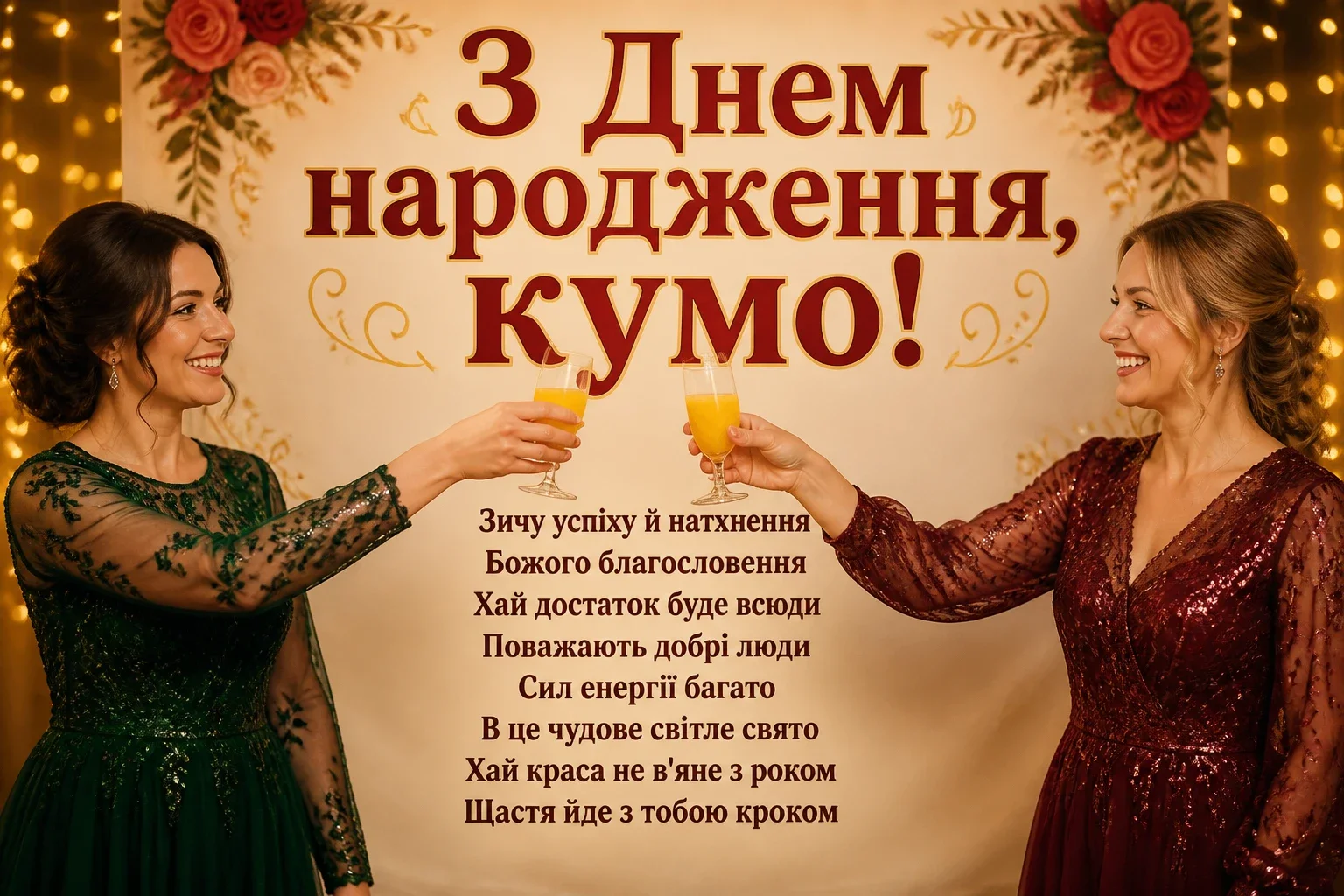 привітання кумі з днем народження своїми словами