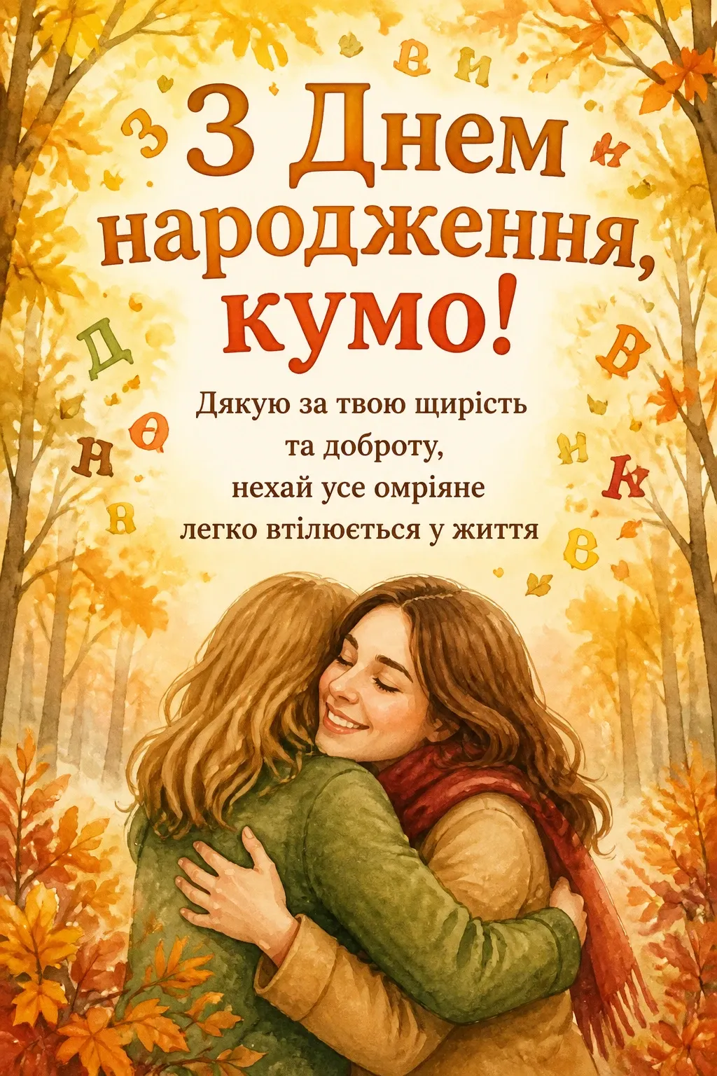 привітання кумі з днем народження своїми словами
